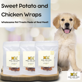 Nibs And Kibs Sweet Potato and Chicken Wraps Dog Treat 100g x 3